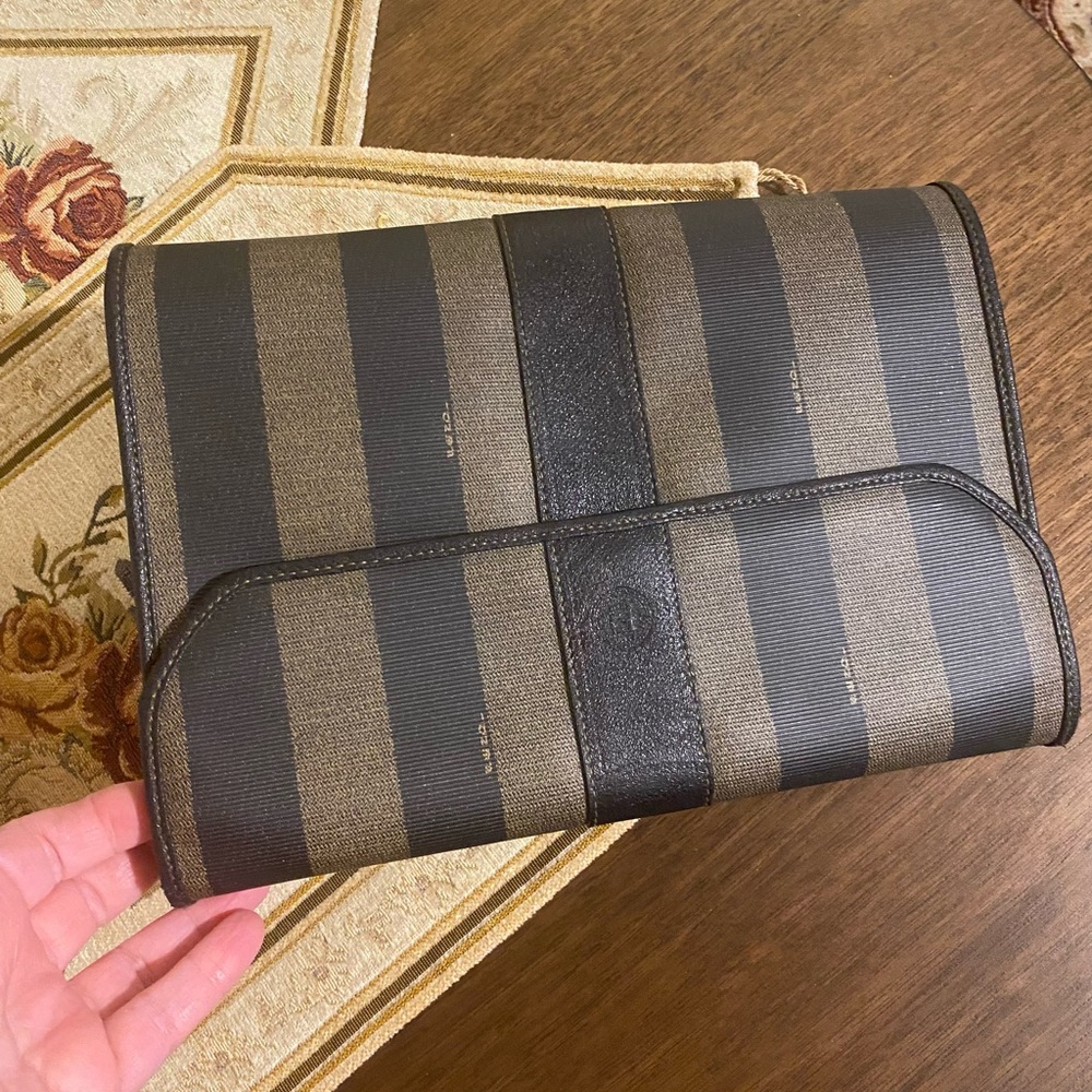 Fendi Brown and Black Striped Clutch Bag - Picture 4 of 16